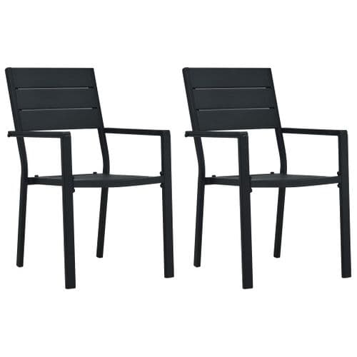 Chaises De Jardin 2 PCs Noir Pehd Aspect De Bois