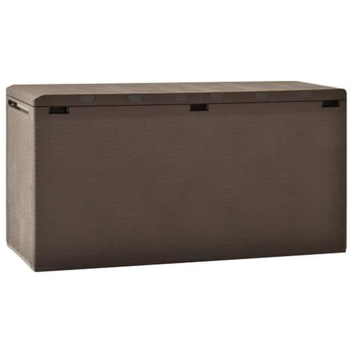 Boîte De Rangement De Jardin Verrouillable Marron 114x47x60 Cm Coffre Terrasse Extérieur