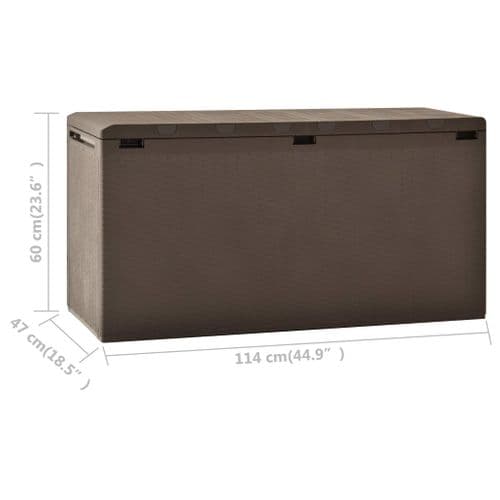 Boîte De Rangement De Jardin Verrouillable Marron 114x47x60 Cm Coffre Terrasse Extérieur