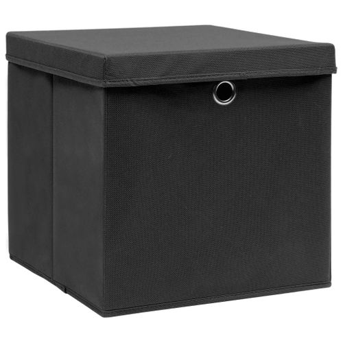 Boîtes De Rangement Avec Couvercles 4 PCs 28x28x28 Cm Noir