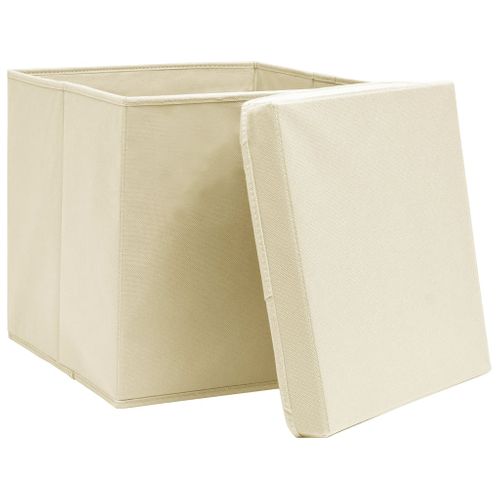 Boîtes De Rangement Avec Couvercles 4 PCs 28x28x28 Cm Crème