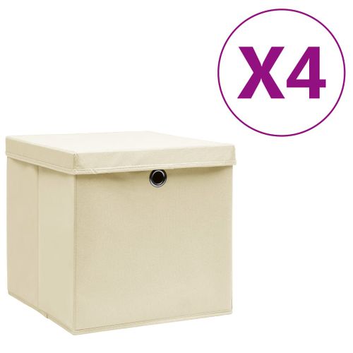 Boîtes De Rangement Avec Couvercles 4 PCs 28x28x28 Cm Crème