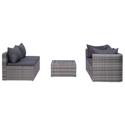 Salon De Jardin 7 PCs Avec Coussins Résine Tressée Gris