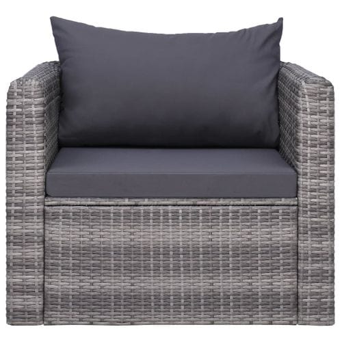 Salon De Jardin 7 PCs Avec Coussins Résine Tressée Gris