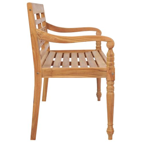 Banc Batavia Avec Coussin Bleu Royal 120 Cm Bois De Teck Massif