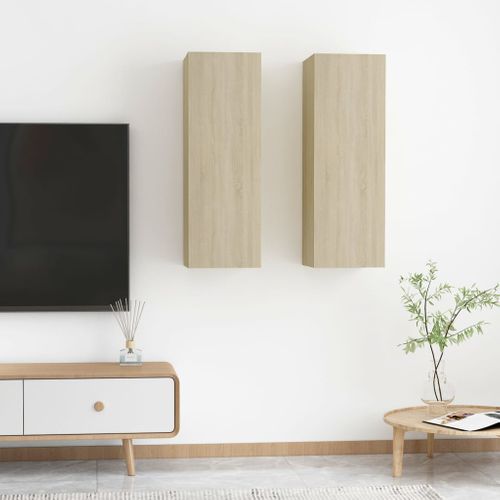 Meubles Tv 2 Pcs Chêne Sonoma 30,5x30x90 Cm Bois D’ingénierie