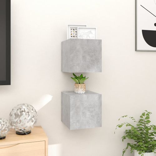 Meubles TV Muraux 2 Pièces Gris Béton 30,5x30x30 Cm