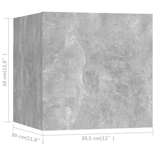 Meubles TV Muraux 2 Pièces Gris Béton 30,5x30x30 Cm