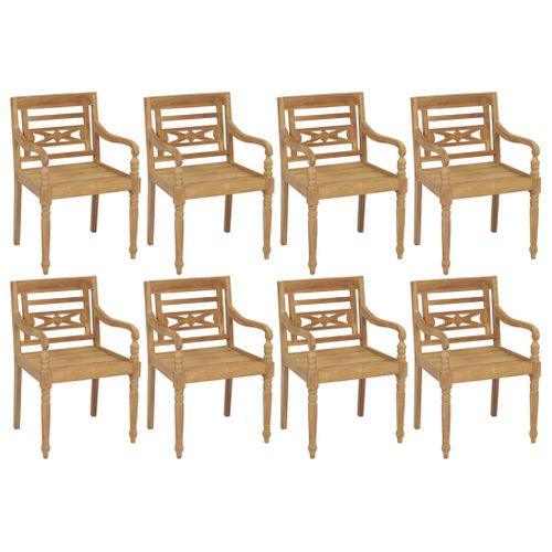 Chaises Batavia Avec Coussins 8 PCs Bois De Teck Solide