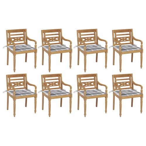 Chaises Batavia Avec Coussins 8 PCs Bois De Teck Solide