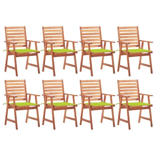 Chaises À Dîner D'extérieur 8 PCs Avec Coussins Acacia Massif