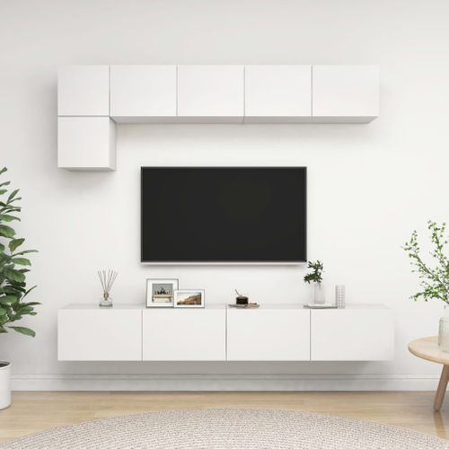 Ensemble De Meuble TV 5 PCs Blanc Aggloméré