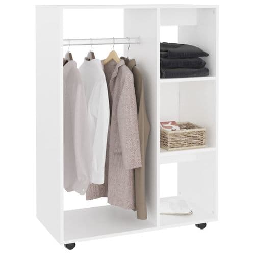 Vidaxl Garde-robe Avec Roues Blanc 80x40x110 Cm Aggloméré Placard Penderie Armoire De Rangement