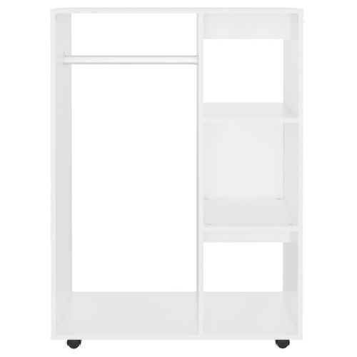 Vidaxl Garde-robe Avec Roues Blanc 80x40x110 Cm Aggloméré Placard Penderie Armoire De Rangement