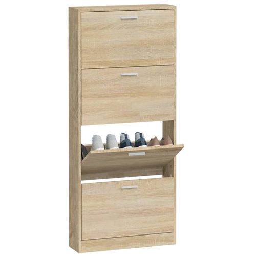 Armoire à Chaussures Chêne 59x17x150 Cm Bois Contreplaqué