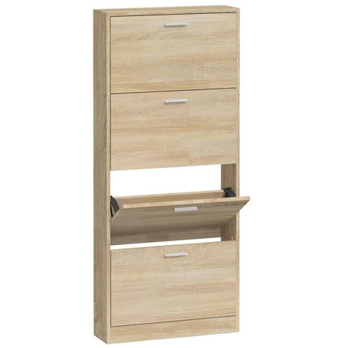 Armoire à Chaussures Chêne 59x17x150 Cm Bois Contreplaqué