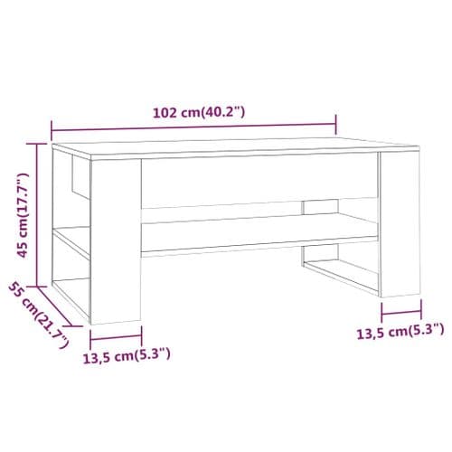 Table Basse Noir 102x55x45 Cm Bois Contreplaqué