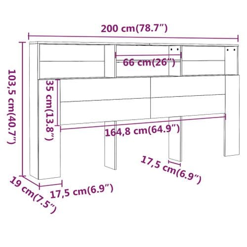 Tête De Lit Gris Béton 200x19x103,5 Cm