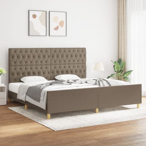 Cadre De Lit Avec Tête De Lit Taupe 200x200 Cm Tissu