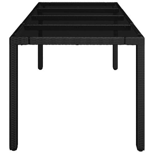 Table De Jardin Avec Dessus En Verre Noir 190x90x75 Cm Résine Tressée Terrasse Extérieur