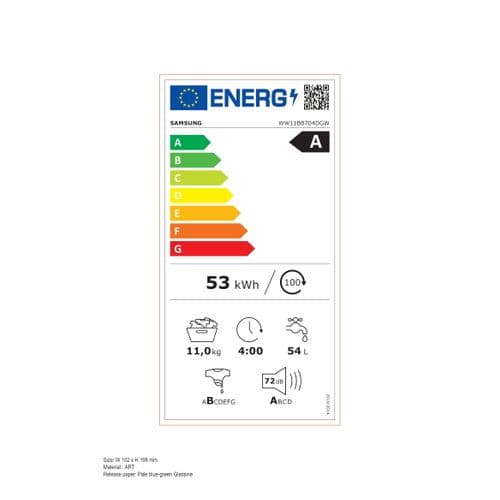 Lave-linge Frontal 11kg 1400 tours/min - Blanc - Ww11bb704dgws3