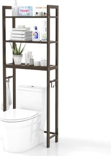 Meuble Wc Au-dessus De Toilettes, Étagère De Rangement En Métal, 63 X 26,5 X 170 Cm (marron)