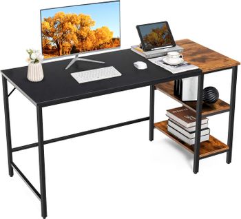 Bureau D'ordinateur, Bureau Avec Étagères De Rangement,pour Domicile,bureau,140 X 60 X 74 Cm (noir)