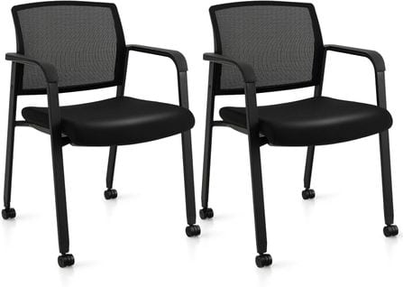 Lot De 2 Chaises De Salles De Réunion, Fauteuil De Réception Pour Bureau, Salle D'attente, Noir