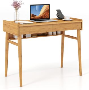 Bureau D’ordinateur En Bambou Du Milieu Du Siècle,table Pour Salon,bureau,50 X 100 X 78 Cm, Naturel