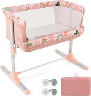 Lit Cododo Bébé 3 En 1 Avec Hauteur Réglable 5 Niveaux,charge 9kg,sac De Voyage  0-5 Mois (rose)