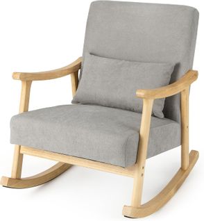 Fauteuil Salon à Bascule Avec Oreiller Lombaire,fauteuil Rembourré Avec Cadre (naturel)