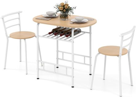 Table De Cuisine Avec Chaise Pour 2 Personnes, Table Cuisine Avec Porte-bouteilles (naturel)