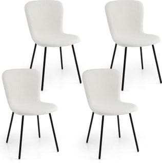 Chaises De Salle à Manger Lot De 4, Chaise Velour Avec Dossier Haut, Pieds En Métal, Beige