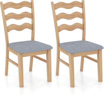 Chaises De Salle à Manger Lot De 2, Chaise En Bois Avec Dossier, Chaise Salon Rembourrée En Tissu