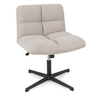 Fauteuil De Salon En Tissu Bouclette, Chaise Coiffeuse à Pieds Croisés Métal, Charge 150 Kg, Gris