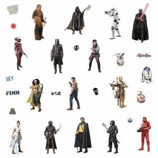 28 Stickers Star Wars - Modèle L'ascension De Skywalker Avec Rey, Poe, Finn Et Kylo Ren
