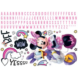 Sticker Mural Géant Disney Minnie Mouse Et Alphabet Pour Personnaliser