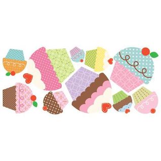 Stickers Repositionnables Géants Farandole De Cupcakes - Happy Cupcake