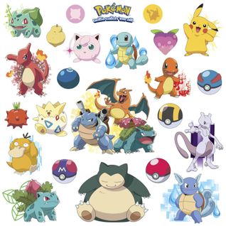 Stickers Repositionnables Pokemon Attrapez Les Tous ! Nin 25,4cm X 45,7cm