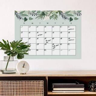 Sticker Mural Calendrier Mensuel Tropical Personnalisable Et Effaçable à Sec