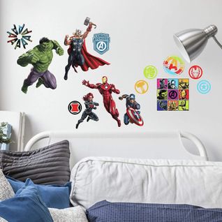 26 Stickers Super Héros Disney Marvel Avengers Repositionnables 20 Cm X 25 Cm