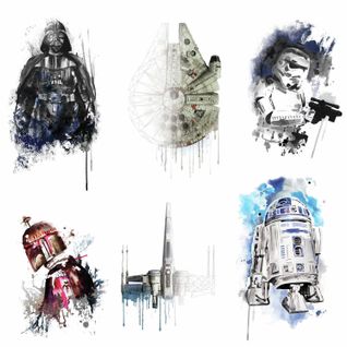 Stickers Repositionnables Star Wars Façon Aquarelle 21,9cm X 92,7cm