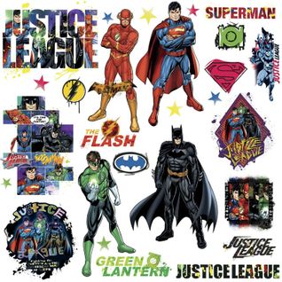 Stickers Repositionnables Justice League Dc Comics 4 Planches 22,8cm X 44,1 Cm