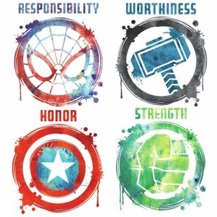 Stickers Avengers Repositionnables 4 Logo Des Super-héros En Dessin Marvel 92,7cm X 21,9cm