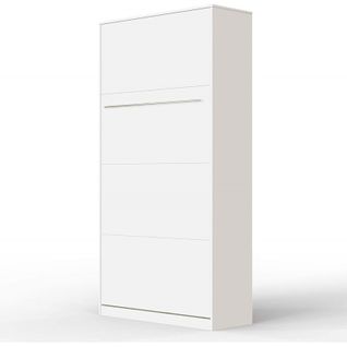 Armoire Lit Escamotable 90x200 cm Vertical Mural Supérieur Blanc/blanc