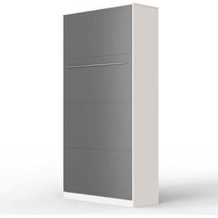 Armoire Lit Escamotable 90x200 cm Vertical Mural Supérieur Blanc/anthracite