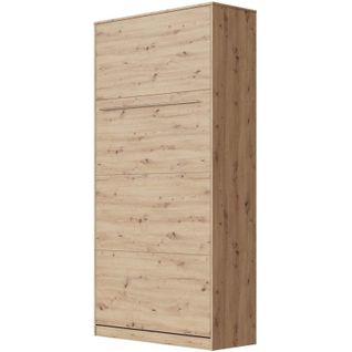 Armoire Lit Escamotable 90x200 cm Vertical Mural Supérieur Chêne Sauvage/chêne Sauvage