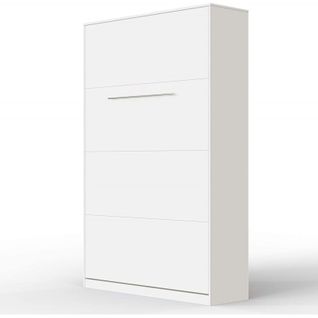 Armoire Lit Escamotable 120x200 cm Vertical Mural Supérieur Blanc/blanc