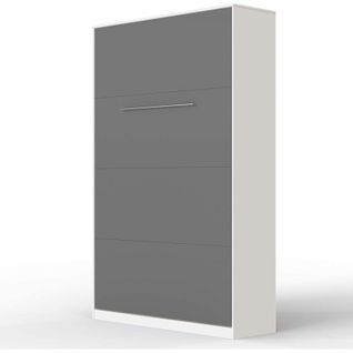 Armoire Lit Escamotable 120x200 cm Vertical Mural Supérieur Blanc/anthracite