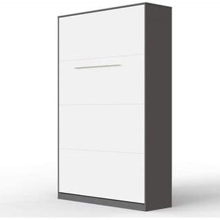 Armoire Lit Escamotable 120x200 cm Vertical Mural Supérieur Anthracite/blanc